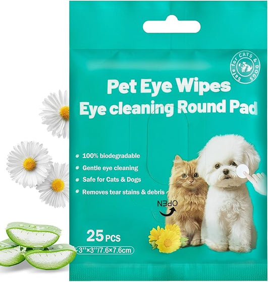 Eyes Wipes for Dogs & Cats Dog Cleaning Grooming Deodorizing Wipes Kit Wash Cleaner for Eyes Wrinkle Face Gently Remove Tear Stain Eye Debris 25pcs Unscented-PawvioPets