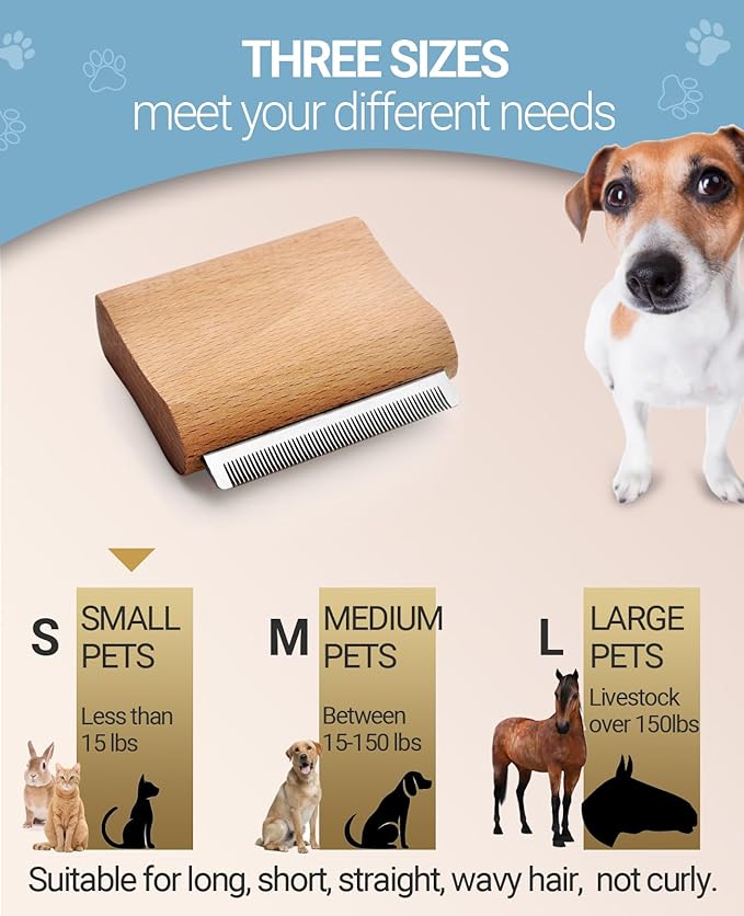 Dog Brush for Shedding | Pet Hair Removal Tool, Cat Grooming Supplies, Deshedding Dog Brush | Combs for cleaning and grooming short and long hair (S (3 Inch))-PawvioPets