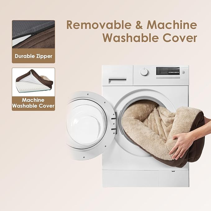 EHEYCIGA Memory Foam Dog Bed for Medium Size, Orthopedic Dog Sofa with Sides and Waterproof Liner, Washable Bolster Pet Couch with Removable Cover, 35x22x6.5 Inch, Brown-PawvioPets