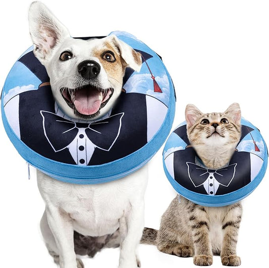 CuteBone Inflatable Dog Donut Collar with Removable Soft Fleece Covers for Small/Medium/Large Dogs and Cats After Surgery GWB13M-PawvioPets
