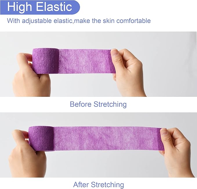 9 Pack 2" x 5 Yards Self Adhesive Bandage Wrap Self Stick Wrap for Ankle, Wrist, Finger, Sports, Breathable Cohesive Vet Tape for Pets (Purple)-PawvioPets