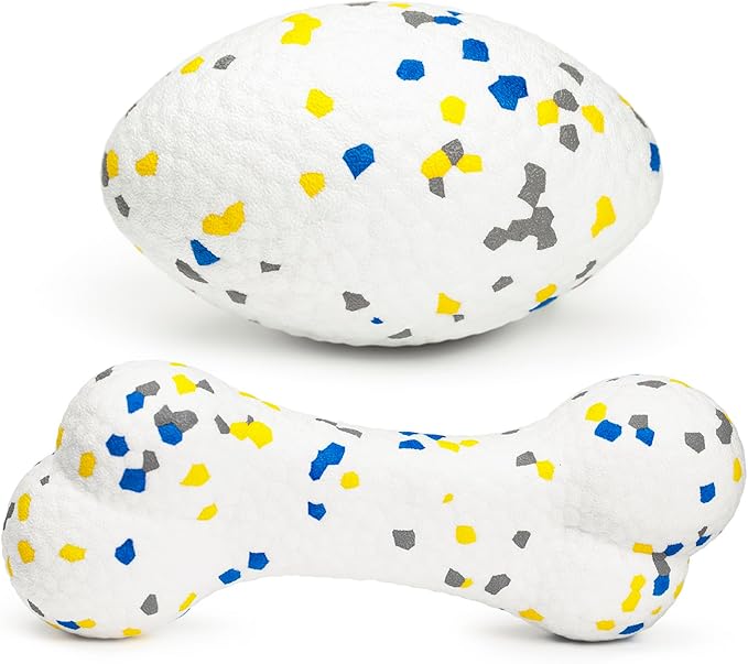 2Pcs Bone Dog Balls+Rugby Dog Toys for Aggressive Chewers, Indestructible Tennis Balls for Dogs (Bone+Rugby)-PawvioPets