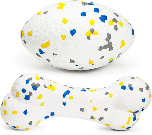 2Pcs Bone Dog Balls+Rugby Dog Toys for Aggressive Chewers, Indestructible Tennis Balls for Dogs (Bone+Rugby)-PawvioPets
