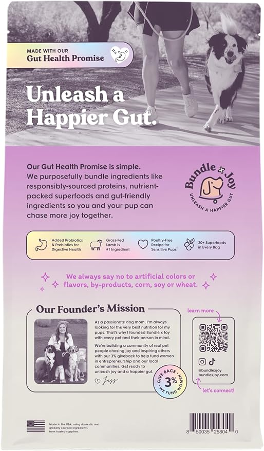 Brave Probiotic Dog Food Dry, Lamb, 18lb Bag, Natural Grain Free Adult Kibble for Digestive Health Made with Real New Zealand Lamb, 20 Plant Based Superfoods, Corn, Poultry & Soy Free-PawvioPets