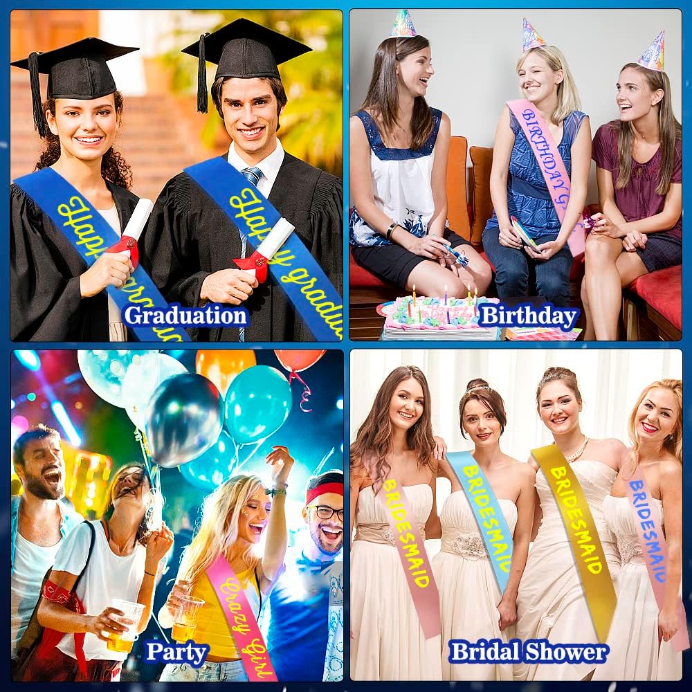 16 Pcs Sash Blank Satin Sash Black Sash Party, Bride To Be Sash, Plain Sash, Diy Sash Sashes For Pageants, Birthday, Party, Graduation, Hen Party, Homecoming, Custom Sashes, Make Your Own Sash