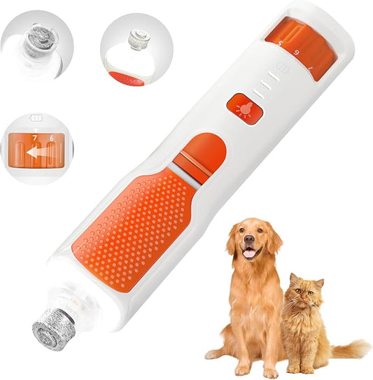 Dog Nail Grinder 7-Speed & 360° LED Light, Professional Pet Nail Grinder for Dogs and Cats, Electric Dog Nail Trimmer Painless Paws Grooming & Smoothing Tool for Large Medium Small Dogs Cats Pets-PawvioPets