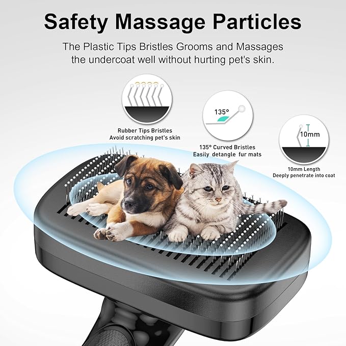 Dog Brush for Shedding & Grooming Small Medium Large Dogs & Cats - Remove Loose Fur, Knot, Undercoat. Suitable for Long Short Hair Lengths sensitive Animals, Black-PawvioPets