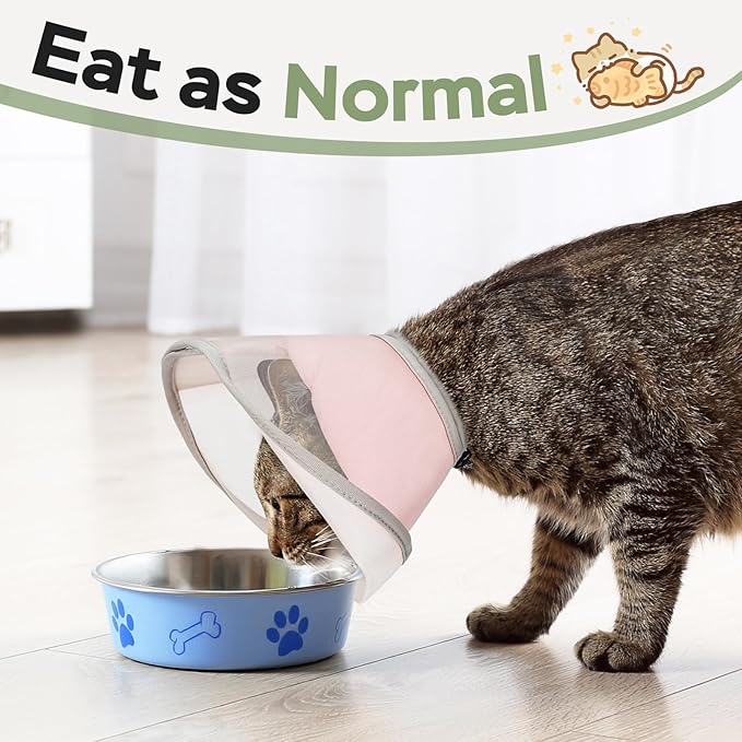 Cat Cone Collar Soft: Comfortable Waterproof Mesh Recovery Cone After Surgery to Stop Licking and Scratch, Alternative to Plastic Elizabeth Head/Neck Cone(Pink, M)-PawvioPets