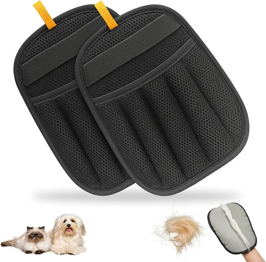 2025 Newly Upgraded Pet Hair Removal Gloves for Cats & Dogs, Electrostatic Grooming Gloves for Pet Hair, Five-Finger Reusable Pet Hair Remover Tool for Clothes, Bed, Couch, Carpet, 2 Pcs-PawvioPets