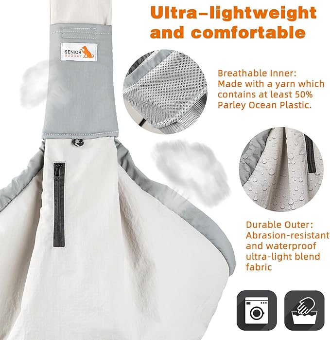 Dog Carrier Sling,Dog Carriers for Small Dogs & Cats Up to 20lbs,Puppy Carrying Backpack Pet Purse with Pockets,Adjustable Shoulder Strap,Hands Free for Travel (Grey)-PawvioPets