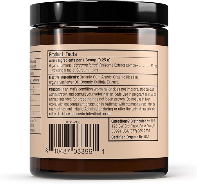 Bark & Whiskers Organic Curcumin, 2.64 Oz. (75 g), 300 Scoops, Promotes Mobility & Joint Health, Veterinarian Formulated, Non-GMO, Certified USDA Organic, Dr. Mercola-PawvioPets