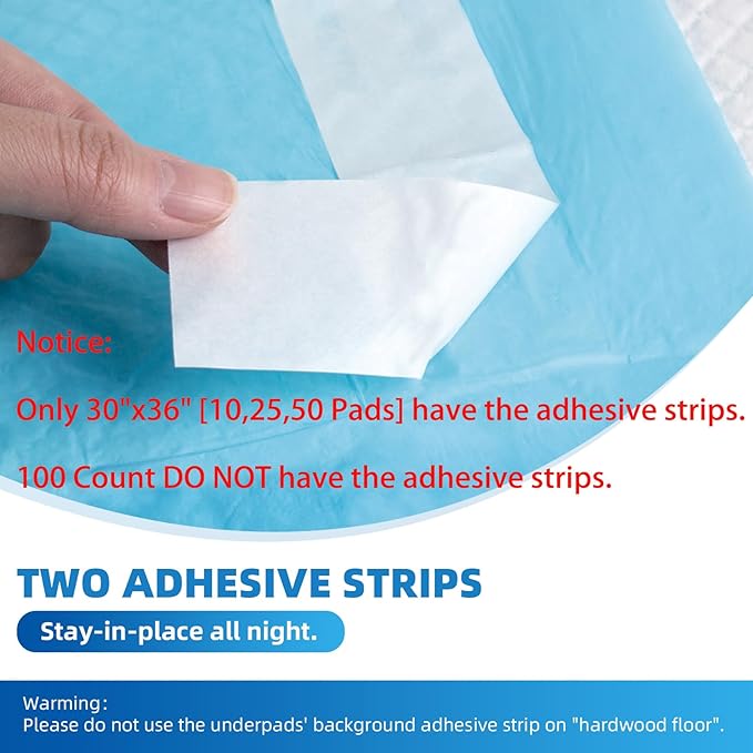 Bed Pads with Adhesive Strip 30"x36" Thicken Elderly Adults Incontinence Underpads Disposable,Heavy Duty Absorbent Chucks Waterproof,XL Extra Large Puppy Pee Training Pad[25 Pads]-PawvioPets