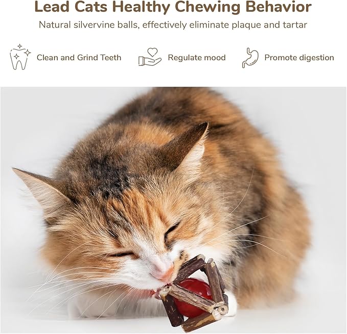 FUKUMARU Cat Tree, 4 in 1 Large Modern Cats Tower with Jute Scratching Post and Hammock, Wood Cat Condo with silvervine Balls, Brown Cat Climber Stand Playhouse for Indoor Cats, Retro Style-PawvioPets