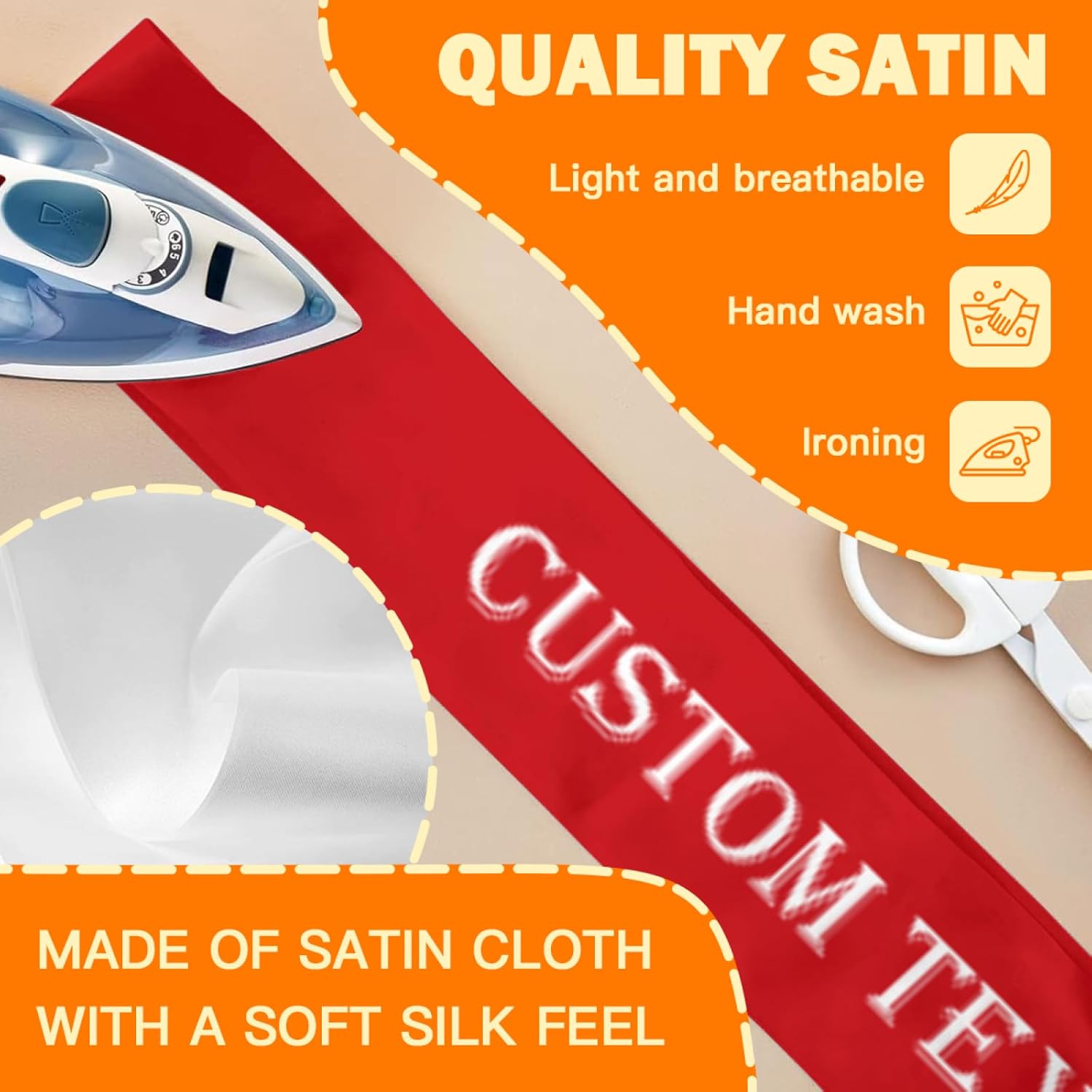 Custom Sash,Personalized Birthday Sash with Text Photo,Customized Bachelorette Sash Quote Sash Bride to Be Sash Color Optional (No decorative edge, Red)