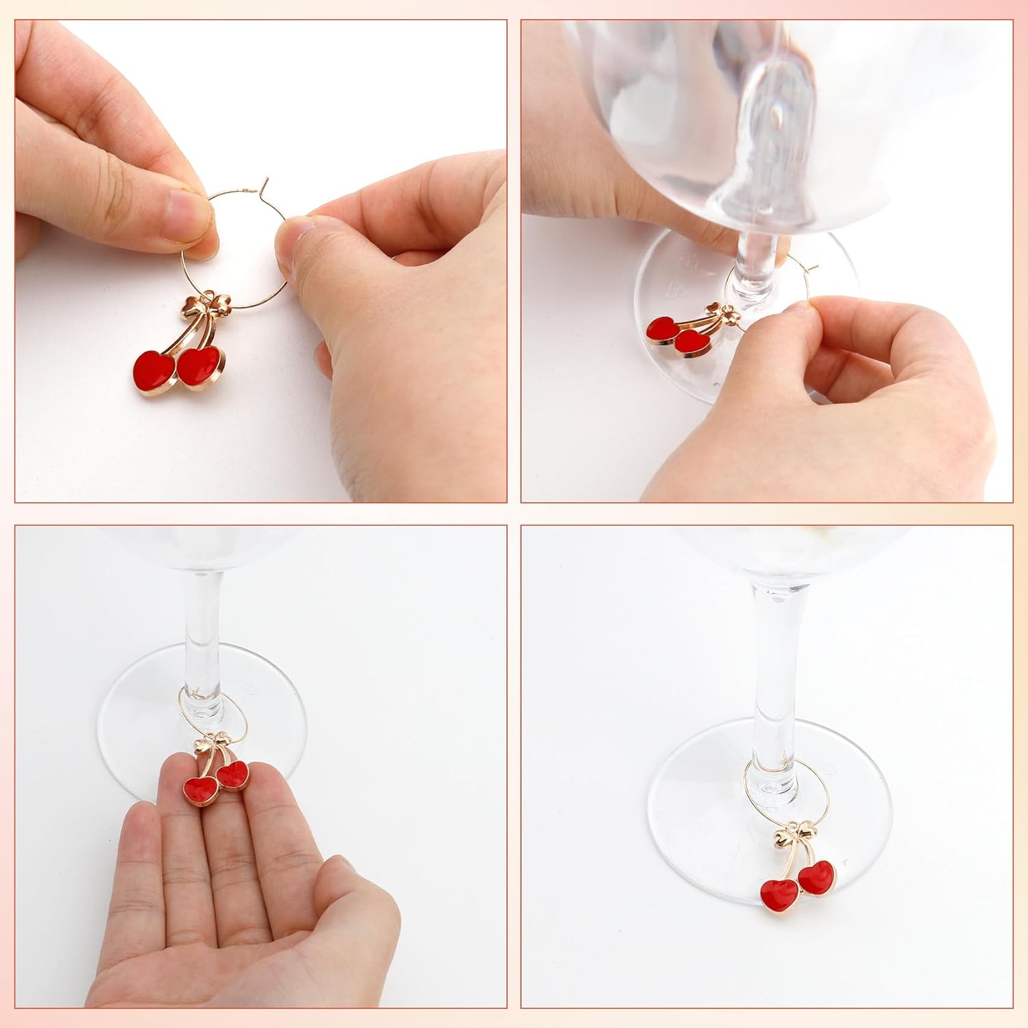 Wine Glass Charms Wine Charms for Stem Glasses Glass Markers Identifiers Tags for Christmas Tasting Party Favors Decorations