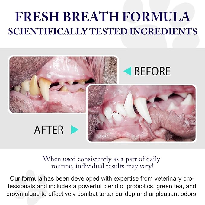 Dog Teeth Cleaning Powder - Dog Dental Powder - Plaque Off Pet Tooth Cleaning lab co - Targets Tartar & Reduces Plaque & Bad Breath - Teeth Cleaning Made Easy-PawvioPets