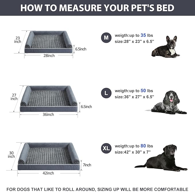 BFPETHOME Dog Beds for Large Dogs, Orthopedic Dog Bed for Medium Large Dogs,Big Waterproof Couch Pet Bed with Removable Washable Cover-PawvioPets