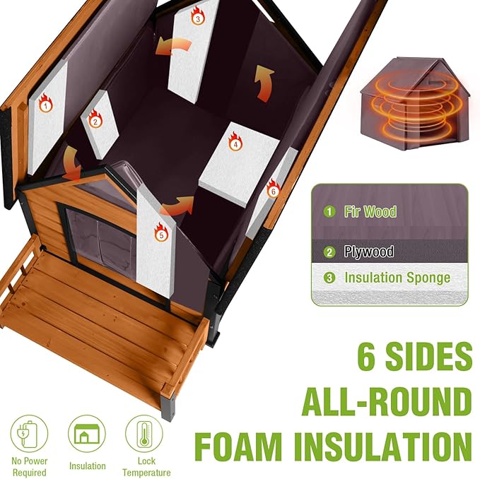 Dog House Outdoor Insulated, Sturdy & Warm Winter Puppy Shelter, 45" L Large Dog Kennel with Chew-Proof Iron Frame, Suitable for Small to Large Dogs(Brown)-PawvioPets