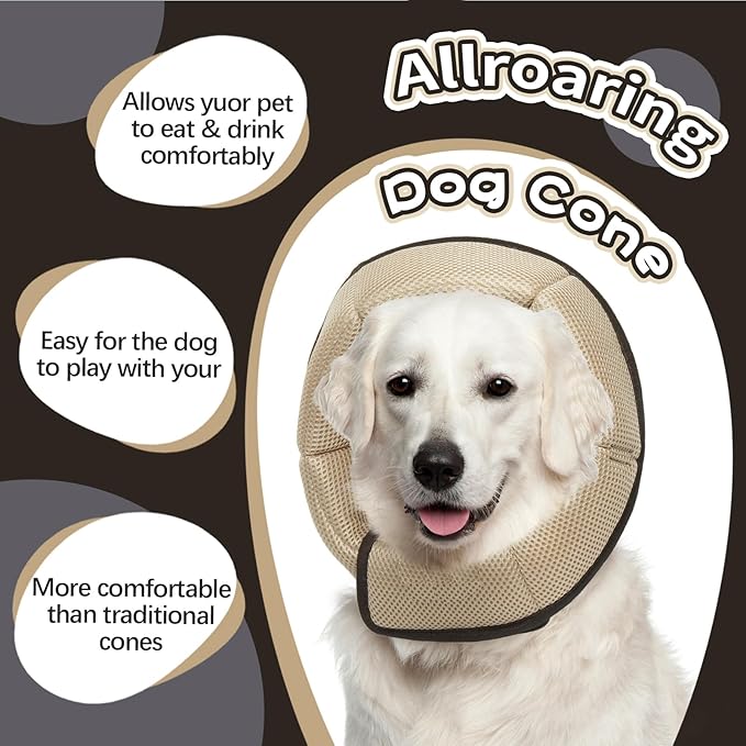 Dog Cone for Large Dogs After Surgery, Soft Dog Cone Collar for Dogs to Stop Licking, Adjustable Comfy E-Collar Alternative Lightweight Post-Surgery Recovery Elizabethan Collar for Pet-PawvioPets