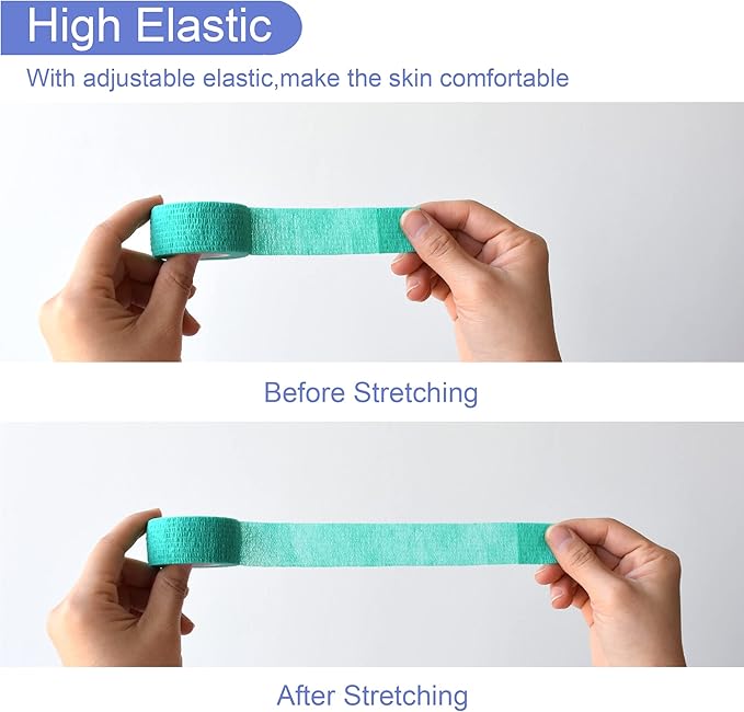 9 Pack 1" x 5 Yards Self Adhesive Bandage Wrap Self Stick Wrap for Ankle, Wrist, Finger, Sports, Breathable Cohesive Vet Tape for Pets (Middle Green)-PawvioPets