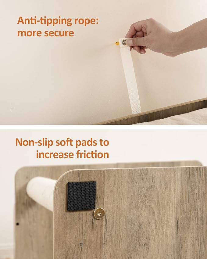 FourFurPets 26.7in Large Cat Tree Tower Condo, Cat Scratch Posts for Indoor Cats, Big Plate, Three 23.6in Full Sisal Scratching Posts, Greige-PawvioPets