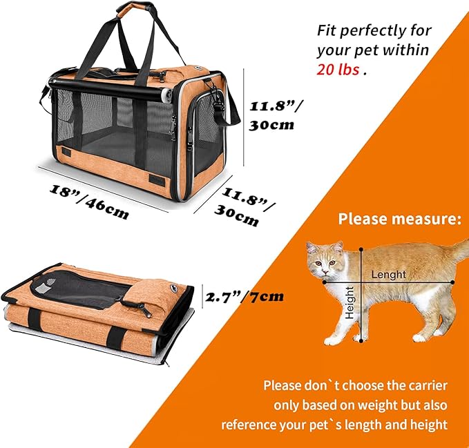 Dog Carry Bag for Puppy Pet Soft-Shell Portable Kennel Crate for 0-15 lbs Foldable Pomeranian Travel Cage Tea Cup Yorkie Carrier Purse Indoor Carrying Case Cat Supply Melon Tiny Dog Melon-PawvioPets