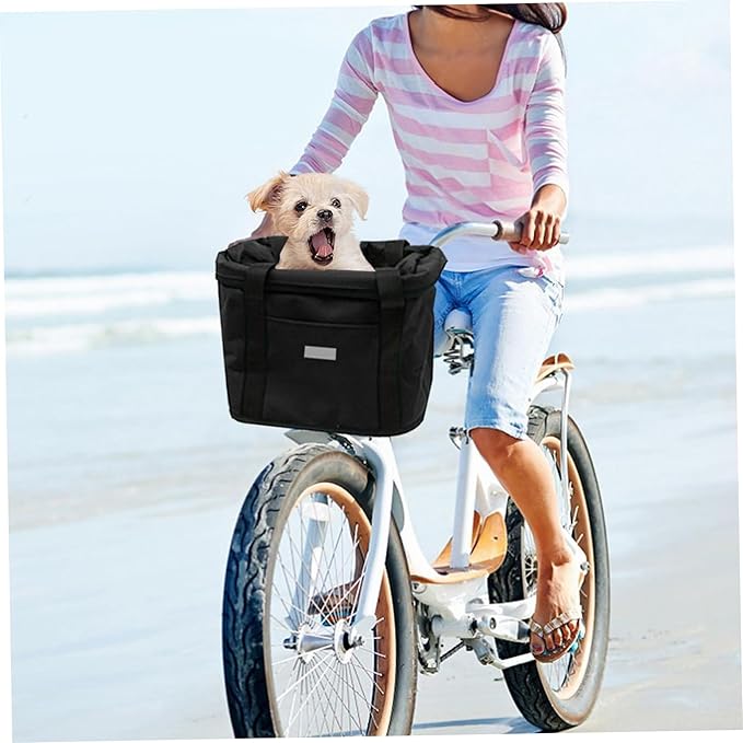 Bike Basket, 10kg Storng Bearing Foldable Bike Front Basket, Removable Dog Carrier for Handlebar, Machine Washable-PawvioPets