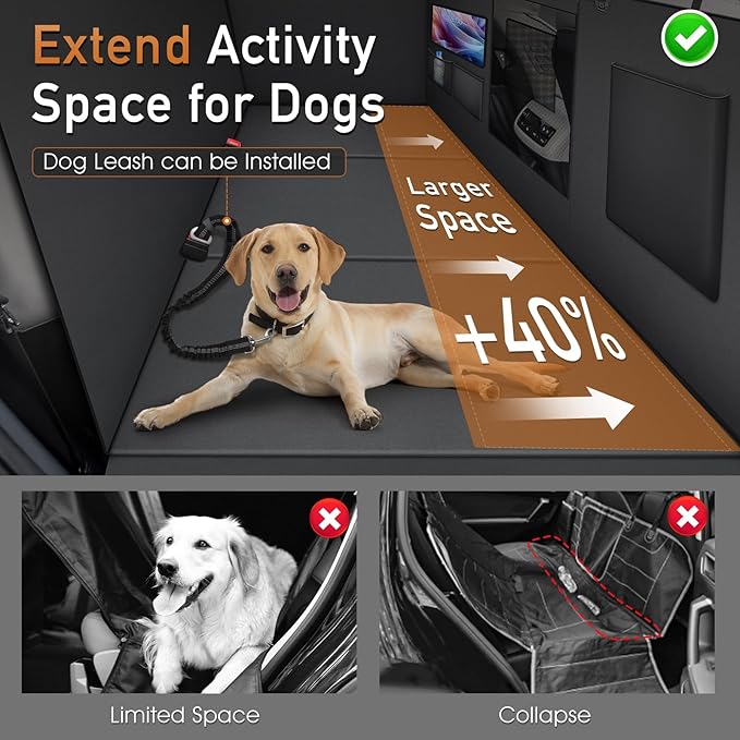 Dog Cover for Car Backseat with Crossbar Design, Hard Bottom Car Seat Cover for Dogs with Back seat Extender, Waterproof Dog Hammock for Full-Size SUV, and Truck-PawvioPets