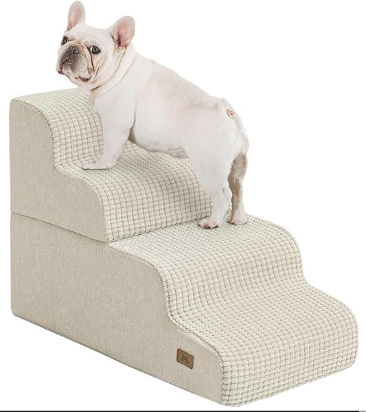 Dog Step for Bed, Dog Stair 4-Step 35D Pet Stair 19.7" H for High Bed or Sofa Non-Slip Balanced Pet Step Indoor, Beige-PawvioPets