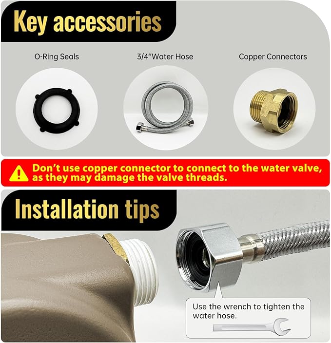 135OZ Automatic Water Dispenser for Dogs Patented Automatic Dog Water Bowl Fit 3/4'' GHT Male Faucet Outdoor Large Dog Water Bowl Include Water Hose Copper Connector Large Drinking Area Brown-PawvioPets