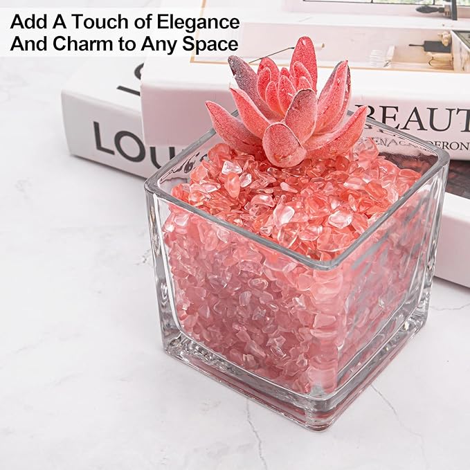 3 Lb Watermelon Tourmaline Quartz Crystal Chips Bulk, 5-7mm Natural Tumbled Crushed Stones Red Healing Crystal Chips Bulk Gemstones for Vase Fillers, Aquarium and Home Decoration-PawvioPets