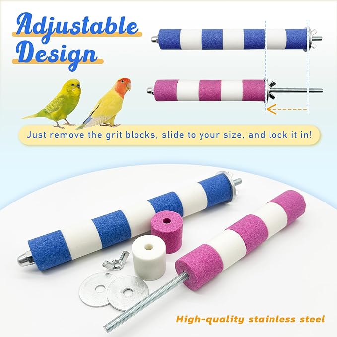 Bird Perches for Cage Bird Cage Accessories Toys Parrot Sand Paw Grinding Stick for Budgies Lovebirds Cockatiels Conures Quakers Small to Medium Birds-PawvioPets