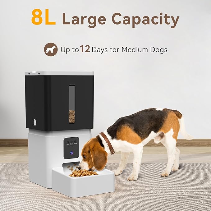 Automatic Dog Feeder with Camera: 8L/33 Cups 5G WiFi Timed Food Dispenser for Dogs - 1080P HD Night Vision Video Recording 2-Way Audio APP Control-PawvioPets