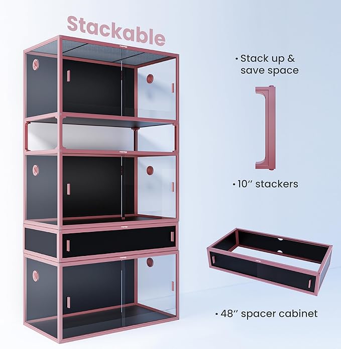 120 Gallon Reptile Terrarium, 48" x 24" x 24" Reptile Enclosure with Sliding Door Top Screen Ventilation,Blue Tongue Skink Tank for Easy Maintenance-PawvioPets