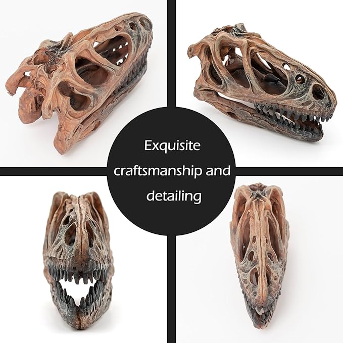 Fish Hideout Aquarium Décor Decorations Dinosaur Skull Fish Tank Decor Cave Dinosaur Skull Betta Animal Halloween Large Tarantula Reptile Bones Snake for Terrarium Ornament-PawvioPets