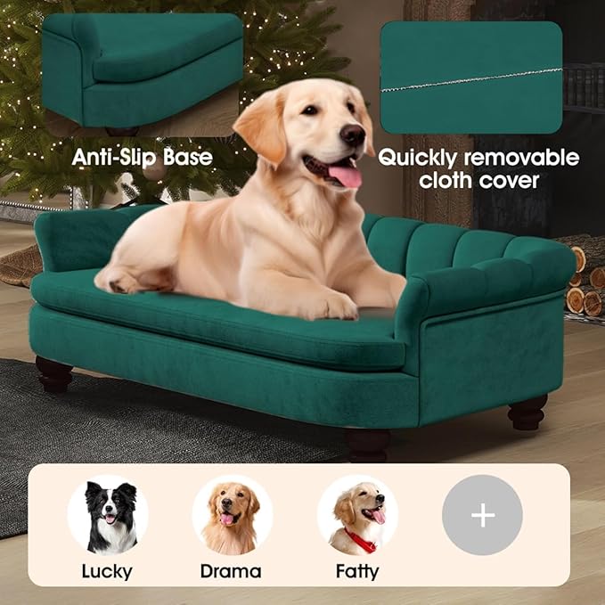 Dog Couch Sofa Bed, Comfortable Pet Sofa for Large and Medium Dogs, Soft Velvet Cushion, Durable Dog Furniture for Living Room-PawvioPets