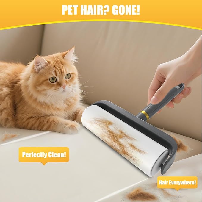 6.3" Large Surface Lint Roller Refills, Extra Sticky Roller for Clothing, Pet Hair, Furniture Cleaning, 6 Refills Total 600 Sheets-PawvioPets