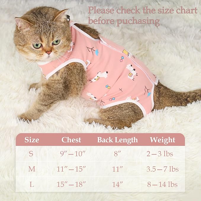 ANWA Cat Recovery Suit - Breathable Cat Onesie for Cats After Surgery Female, Kitten Surgery Recovery Suit Female Abdominal Wounds-PawvioPets