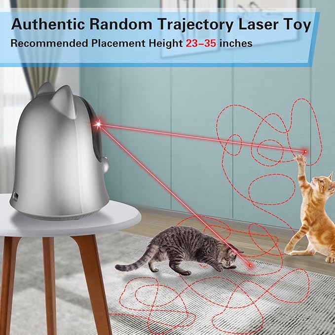 Cat Laser Toys for Indoor Cats, Random Trajectory Laser Cat Toy, Interactive Cat Toys for Bored Indoor Adult Cats/Kittens/Dogs (Silver)-PawvioPets