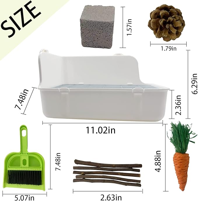 11Pcs Rabbit Litter Box Toilet,Bunny Corner Litter Bedding Plastic Square Grate Guinea Pig Bunny Ferret Hamster Hedgehog, Potty Trainer Bedding Box for Guinea Pig Ferret Hamster Hedgehog (White)-PawvioPets