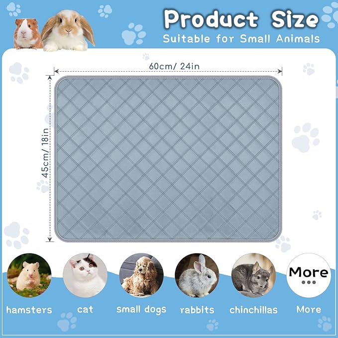 6 Packs Washable Guinea Pig Cage Liners, Waterproof Guinea Pig Pee Pads Reusable Absorbent Bedding Anti Slip Mats for Small Animals Bunny Rabbit Hamster (24 x 18in)-PawvioPets