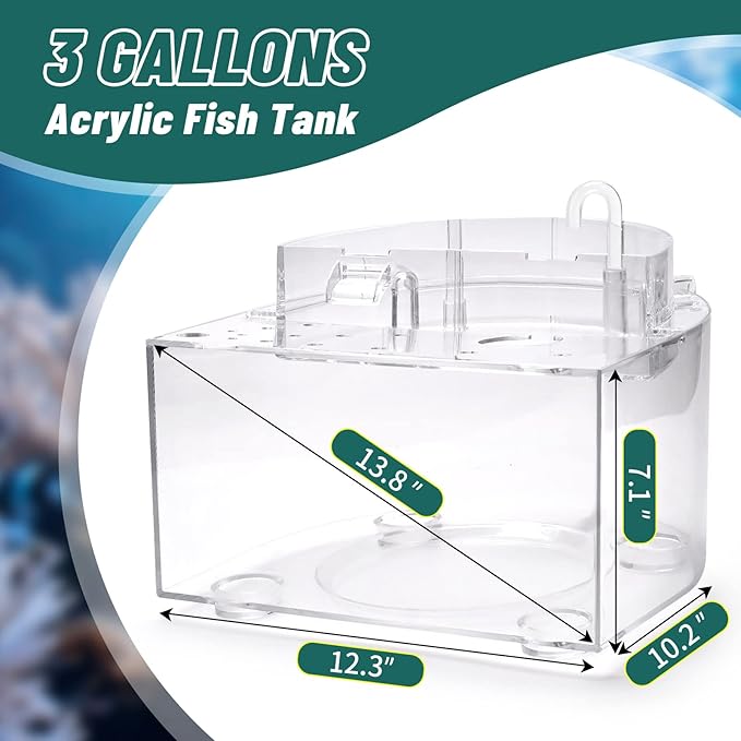 Betta Fish Tank Kit, 2.5 Gallon Aquarium Self-Cleaning with LED Light, Filter, Heater, Decorations and Accessories - Ideal for Hydroponic Growing System and Aquaponics-PawvioPets