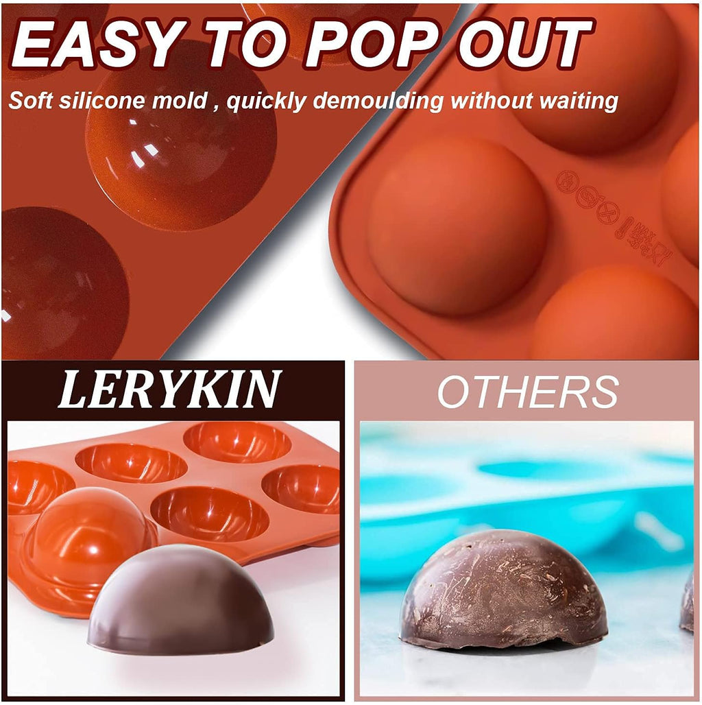 6 Holes Medium Semi Sphere Silicone Molds, 3 Packs Half Sphere Silicone Baking Molds for Making Chocolate, Cake, Jelly, Dome Mousse