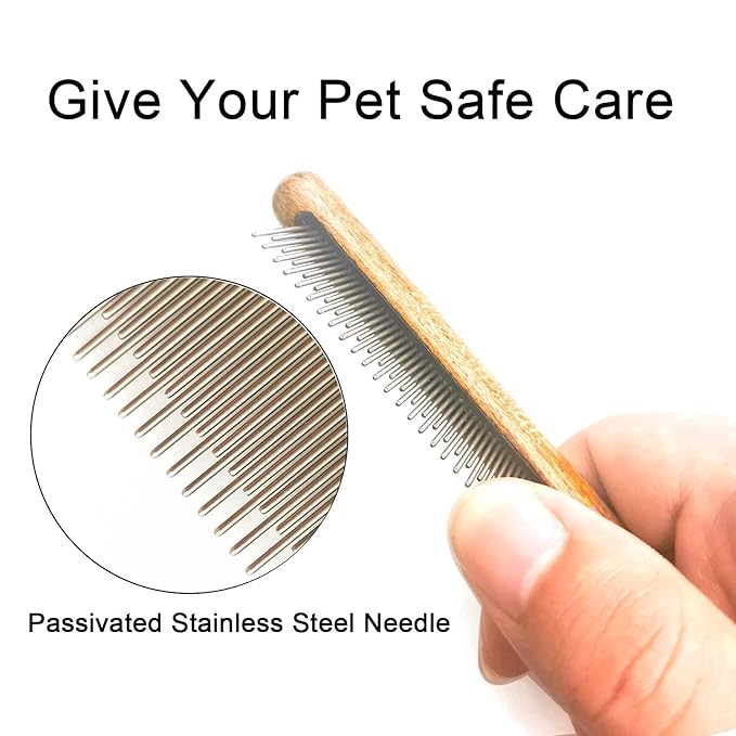 Cat comb,dog comb,Solid Wood Pet Comb Grooming Tool for Cats,Dogs and rabbits…-PawvioPets