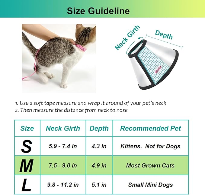 Cat Cone, Adjustable Recovery Pet Cone Elizabethan Collar for Cats Rabbit, 8.1 Inches Cat Cone Collar Soft, Protective Cat Cones to Stop Licking, Lightweight Practical Kitten Cone-PawvioPets