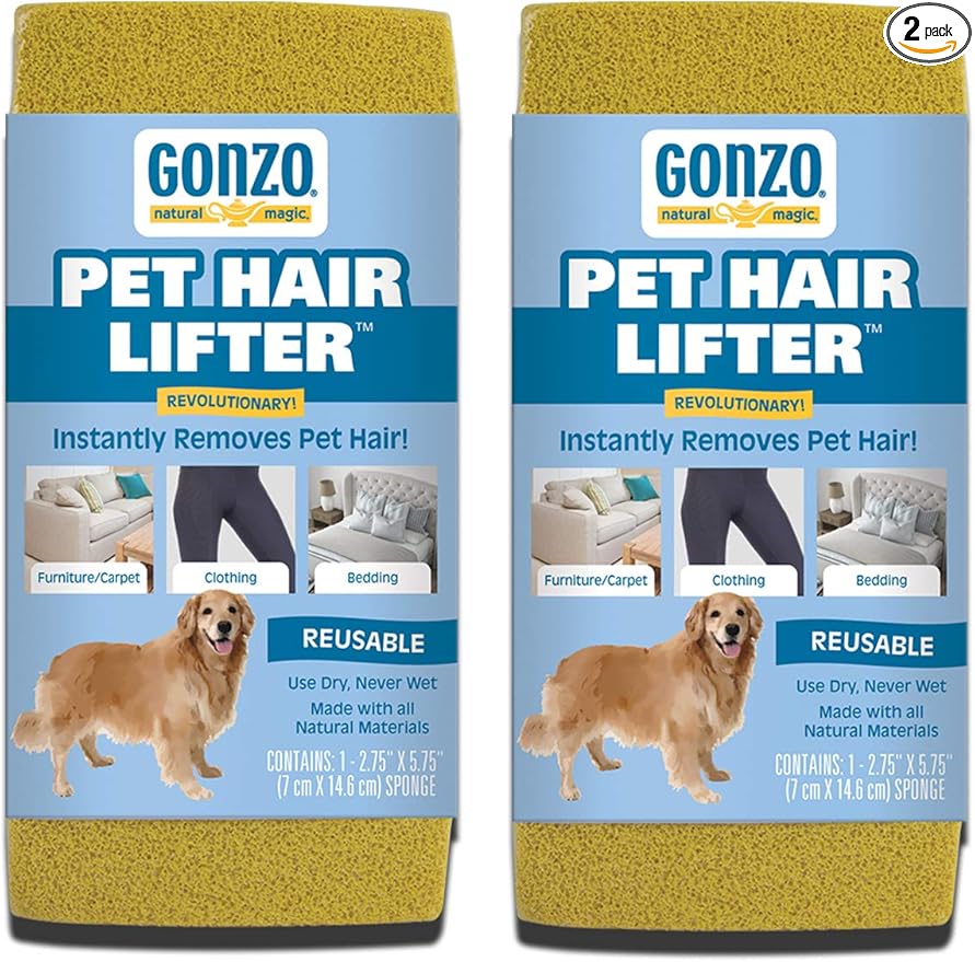 Gonzo Pet Hair Remover - 2 Pack - Lift and Remove Dog, Cat and Other Pet Hair from Furniture, Carpet, Bedding and Clothing-PawvioPets