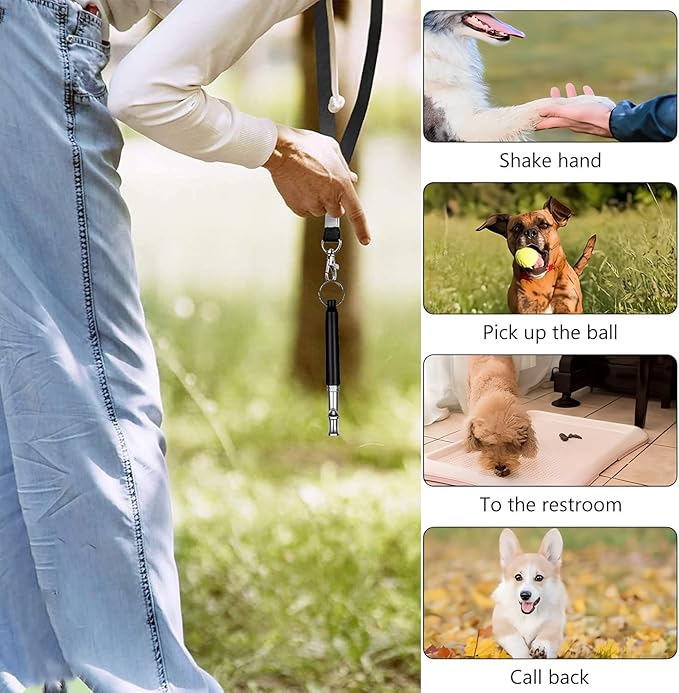 3 Pack Dog Whistle to Stop Barking Neighbors Dog - Adjustable Ultrasonic Silent Dog Whistle for Professional Training & Bark Control, with Lanyard (Black/White) - Effective Recall & Long Range-PawvioPets