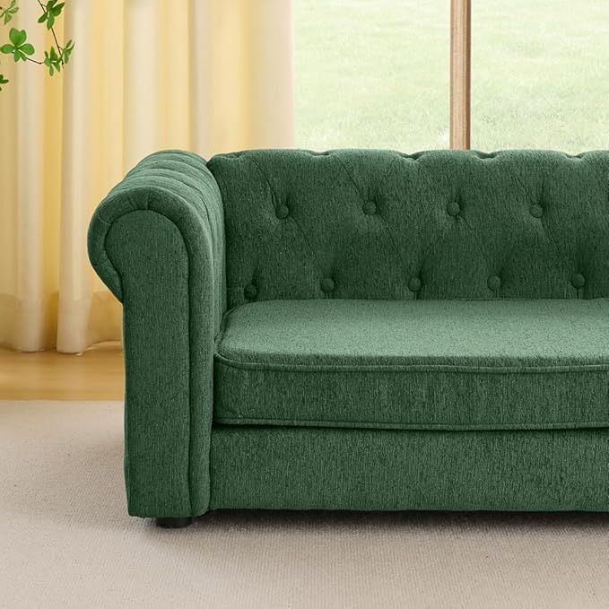 Dog Sofa Couch for Medium to Large Dogs, 55" Memory Foam Pet Sofa Couch with Washable Fabric, Durable Elevated Dog Bed with Legs, Removable Cushion for Medium and Large Dogs, Green-PawvioPets