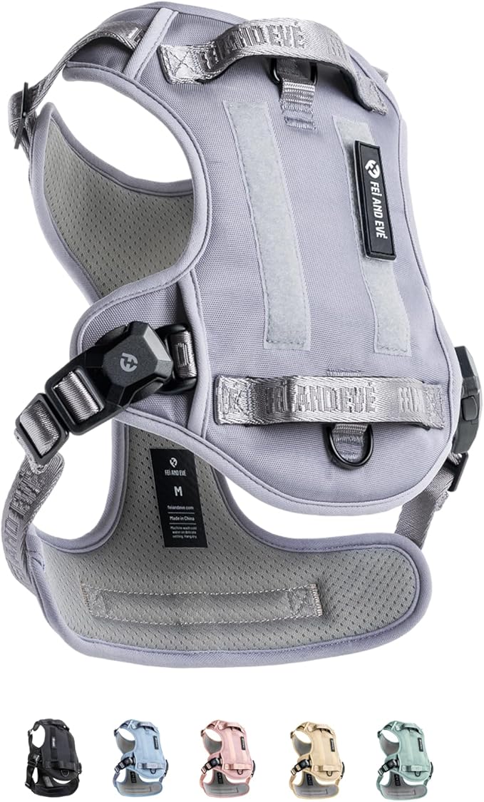 2025 New Edition, Fei & Eve MagEase Dog Harness - 3-Second Magnetic Buckles | 3-Point No-Pull Control | Heavy-Duty 900D Nylon | Dual Safety Handles | Breathable Mesh | Adjustable Fit | Medium, Gray-PawvioPets