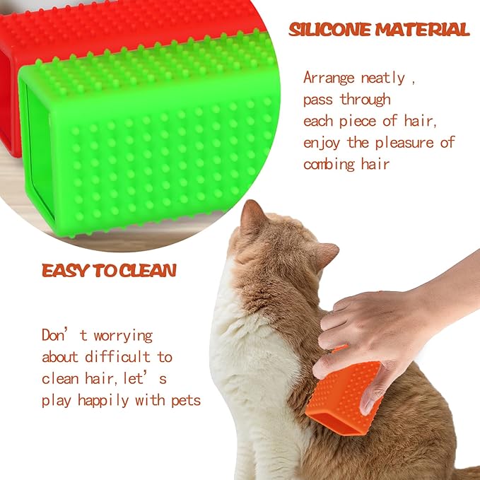 2pcs Pet Dog Cat Hair Remover, Pet Hair Removal Tool, Hollow Cleaner Brush for car，Interior, Furniture, Sofa (red and green)-PawvioPets